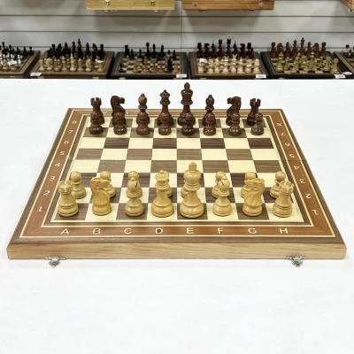 Шахматы профессиональные с утяжеленными фигурами Эндшпиль из самшита и ореха большие