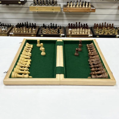 Шахматы профессиональные с утяжеленными фигурами Эндшпиль из самшита и ореха большие