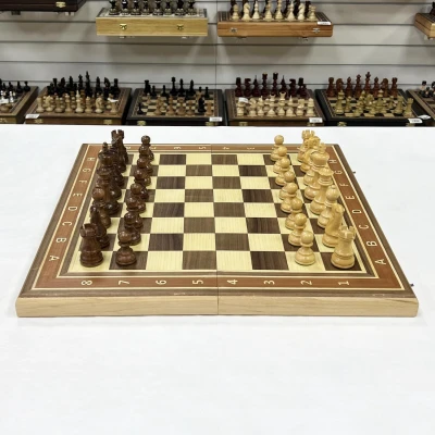 Шахматы профессиональные с утяжеленными фигурами Эндшпиль из самшита и ореха большие