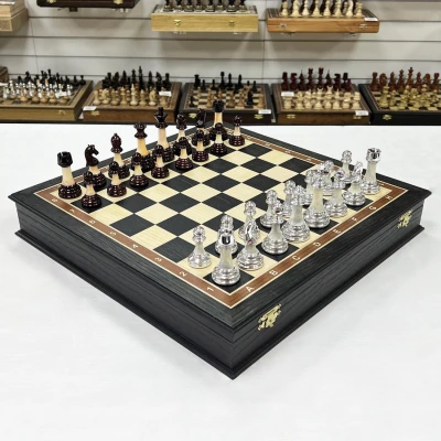 Шахматы подарочные Итальянский дизайн темные Люкс моренный дуб