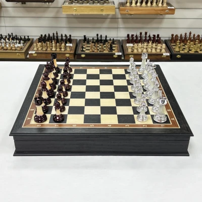 Шахматы подарочные Итальянский дизайн темные Люкс моренный дуб