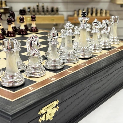 Шахматы подарочные Итальянский дизайн темные Люкс моренный дуб