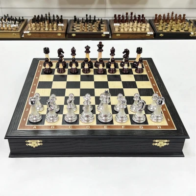 Шахматы подарочные Итальянский дизайн темные Люкс моренный дуб