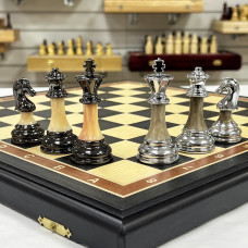 Шахматы подарочные складные Итальянский дизайн мореный дуб 45 на 45 см Шахматы подарочные складные Итальянский дизайн мореный дуб 45 на 45 см