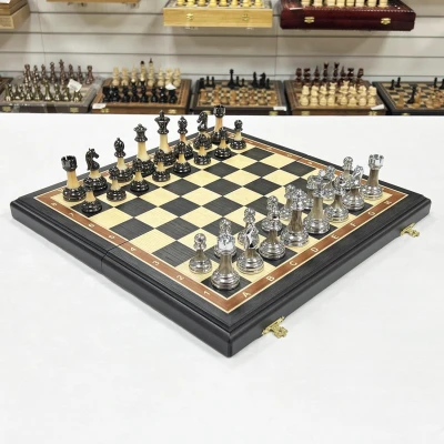  Шахматы подарочные складные Итальянский дизайн мореный дуб 45 на 45 см