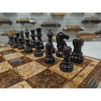 Шахматы эксклюзивные из карельской березы в подарок