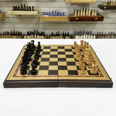 Шахматы Стаунтон из карельской березы и дуба