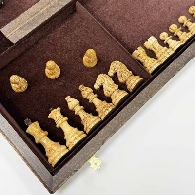 Шахматы Стаунтон из карельской березы и дуба