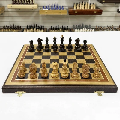 Шахматы Стаунтон из карельской березы и дуба