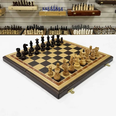 Шахматы Стаунтон из карельской березы и дуба