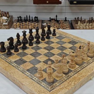 Шахматы эксклюзивные Стаунтон из карельской березы большие