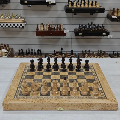 Шахматы эксклюзивные Стаунтон из карельской березы большие