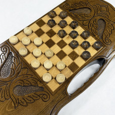 Нарды резные Герб РФ 2 с ручкой 60, Haleyan