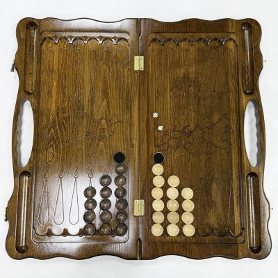 Нарды резные Герб РФ 2 с ручкой 60, Haleyan