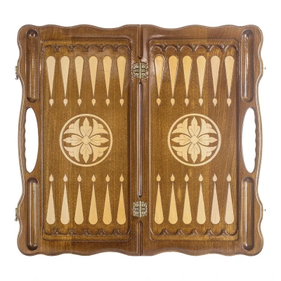 Нарды резные "Битва львов" с ручкой 60, Haleyan