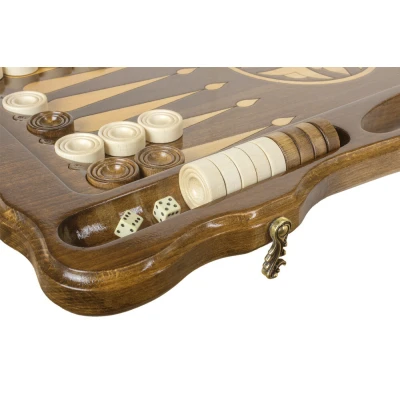 Нарды резные "Битва львов" с ручкой 60, Haleyan