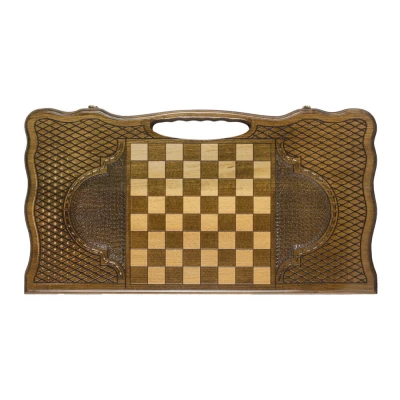 Нарды резные "Битва львов" с ручкой 60, Haleyan