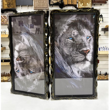 Нарды стеклянные подарочные Синий лев 63 см с чехлом