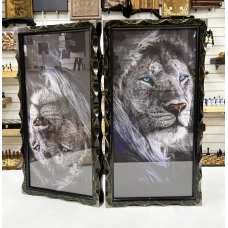 Нарды стеклянные подарочные Синий лев 63 см с чехлом