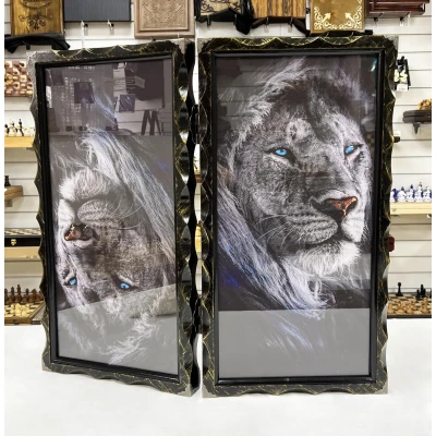 Нарды стеклянные подарочные Синий лев 63 см с чехлом