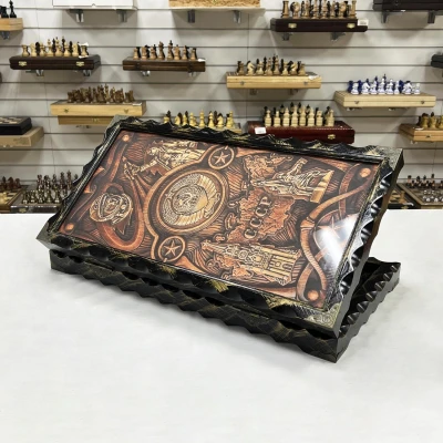 Нарды стеклянные подарочные СССР 63 см с чехлом