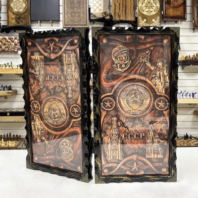 Нарды стеклянные подарочные СССР 63 см с чехлом