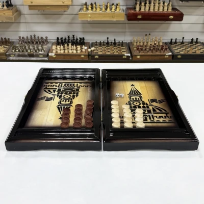 Нарды резные подарочные массив клена СССР\Россия 52 см