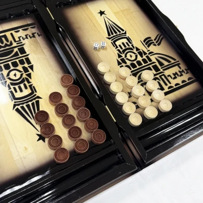 Нарды резные подарочные массив клена СССР\Россия 52 см