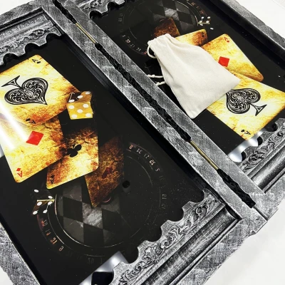 Нарды стеклянные подарочные VIP Волк 67 см с чехлом