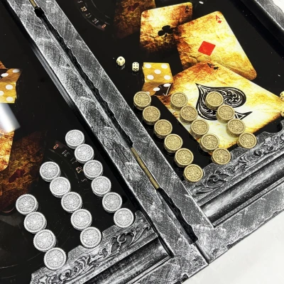 Нарды стеклянные подарочные VIP Волк 67 см с чехлом