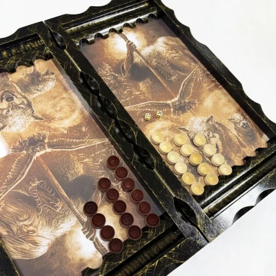 Нарды стеклянные подарочные Помни свои корни 63 см с чехлом