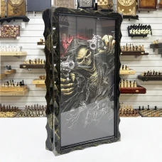 Нарды стеклянные подарочные Скелет и карты 63 см с чехлом