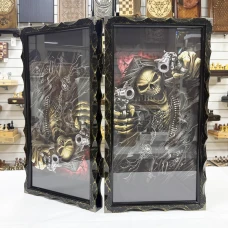 Нарды стеклянные подарочные Скелет и карты 63 см с чехлом