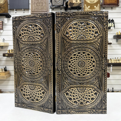 Нарды резные подарочные Скандинавский волк 58 см