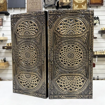 Нарды резные подарочные Скандинавский волк 58 см