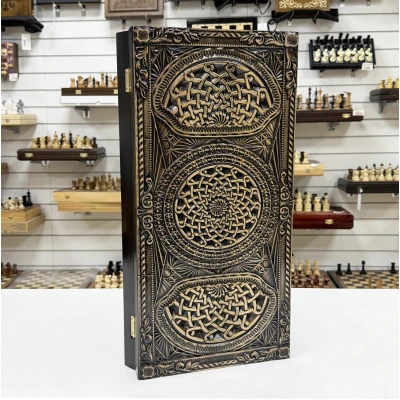 Нарды резные подарочные Скандинавский волк 58 см