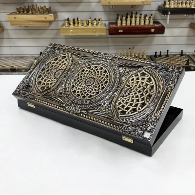 Нарды резные подарочные Скандинавский волк 58 см