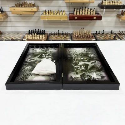 Нарды резные подарочные Скандинавский волк 58 см