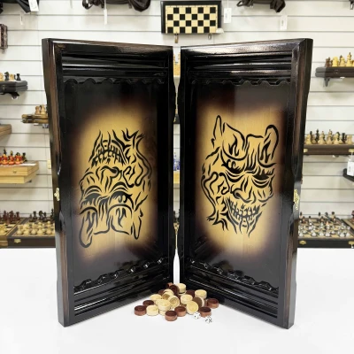 Нарды резные подарочные Маска и карты 58 см