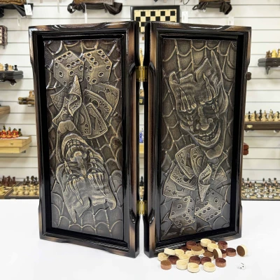 Нарды резные подарочные Маска и карты 58 см