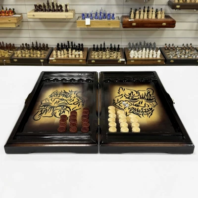 Нарды резные подарочные Маска и карты 58 см