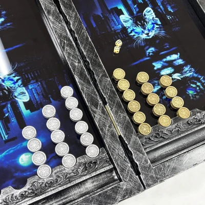 Нарды стеклянные подарочные VIP Лев 67 см с чехлом