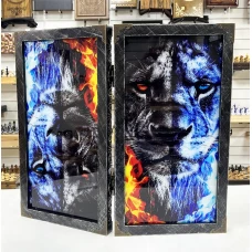 Нарды стеклянные подарочные VIP Лев 67 см с чехлом