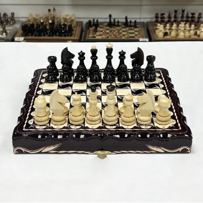 Набор 3 в 1 шахматы нарды шашки резные Лев 30 см лакированные