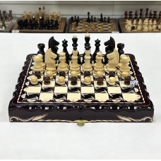 Набор 3 в 1 шахматы нарды шашки резные Лев 30 см лакированные