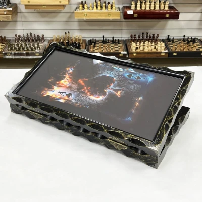 Нарды стеклянные подарочные Туз 63 см с чехлом