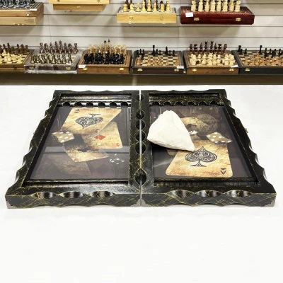 Нарды стеклянные подарочные Туз 63 см с чехлом