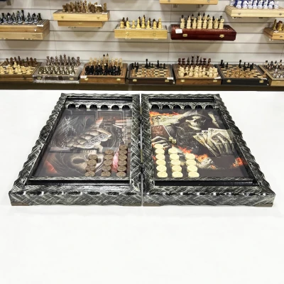 Нарды стеклянные подарочные Game over 62 см с чехлом