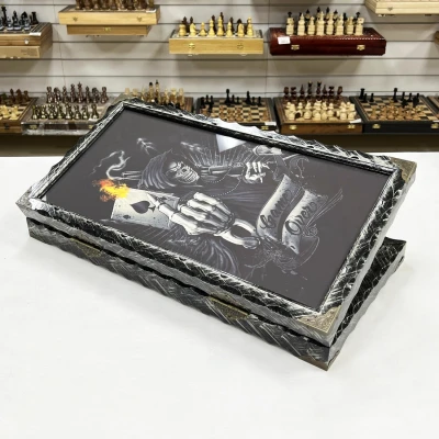 Нарды стеклянные подарочные Game over 62 см с чехлом