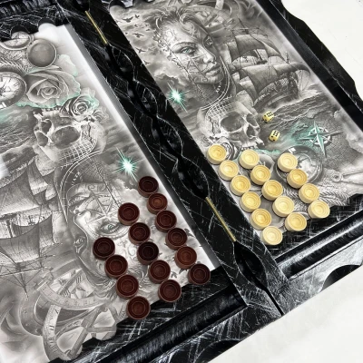 Нарды стеклянные подарочные Корабль призрак 63 см с чехлом